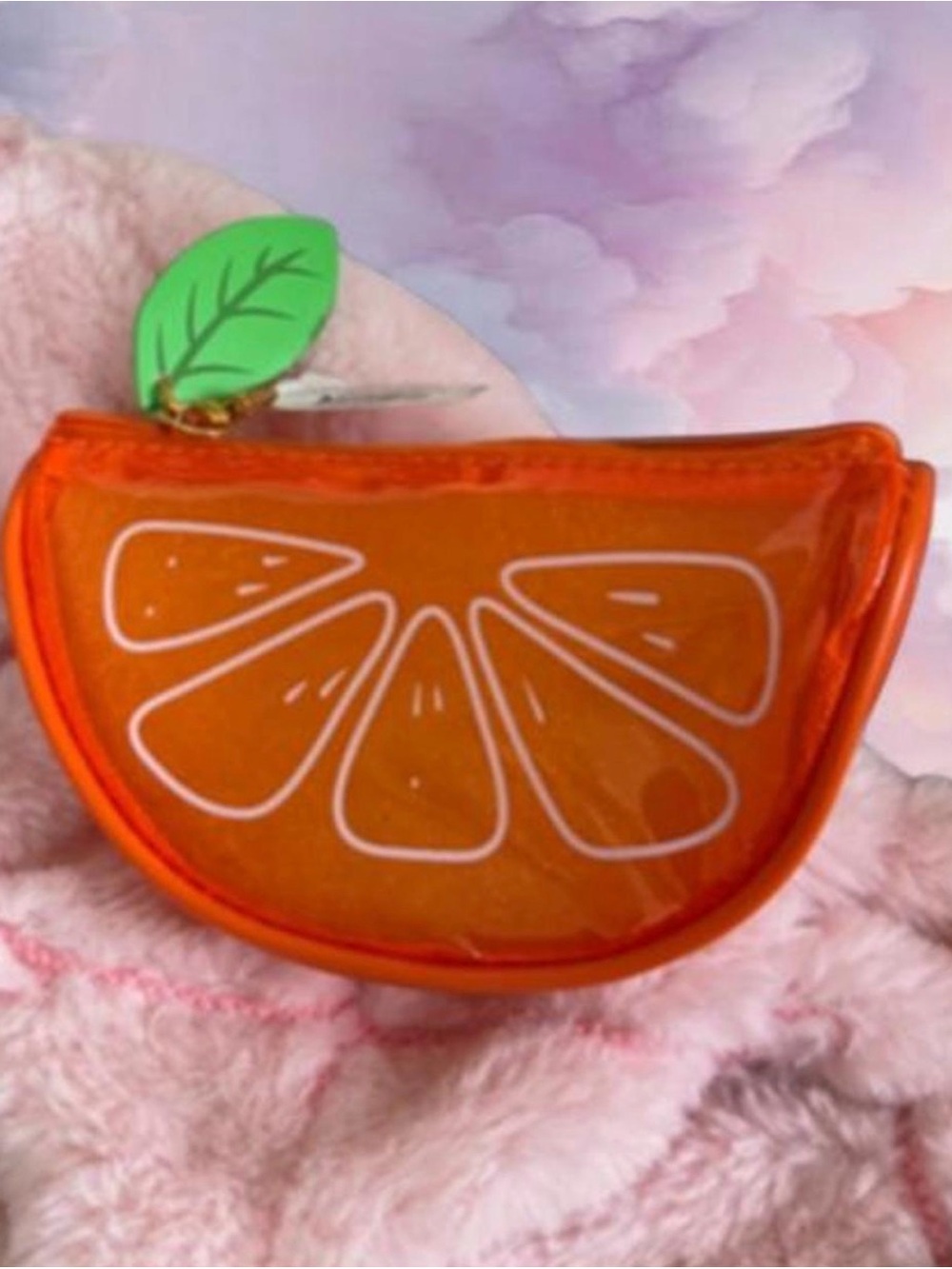 Orange Slice Coin Purse with Leaf Zipper